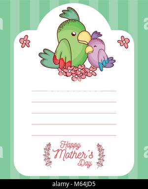 Glückliche Mütter Tag Karte mit niedlichen Tiere cartoons Stock Vektor
