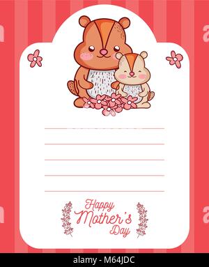 Glückliche Mütter Tag Karte mit niedlichen Tiere cartoons Stock Vektor