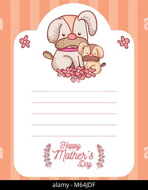 Glückliche Mütter Tag Karte mit niedlichen Tiere cartoons Stock Vektor