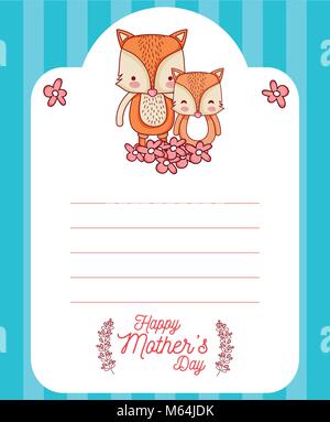 Glückliche Mütter Tag Karte mit niedlichen Tiere cartoons Stock Vektor