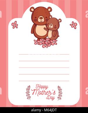 Glückliche Mütter Tag Karte mit niedlichen Tiere cartoons Stock Vektor