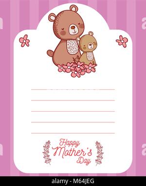 Glückliche Mütter Tag Karte mit niedlichen Tiere cartoons Stock Vektor