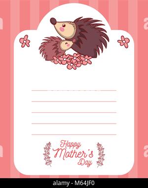 Glückliche Mütter Tag Karte mit niedlichen Tiere cartoons Stock Vektor