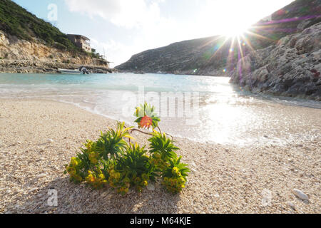 Porto Vromi Beach Zakynthos Insel, Griechenland bei Sonnenuntergang Stockfoto