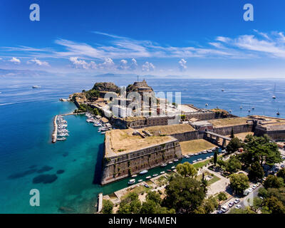 Korfu alte venezianische Festung auf der Insel Korfu, Griechenland, Europa. Blick von oben. Wichtige touristische Attraktion. Stockfoto