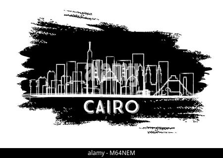 Kairo Ägypten Skyline der Stadt Silhouette. Hand gezeichnete Skizze. Business Travel und Tourismus Konzept mit moderner Architektur. Vector Illustration. Stock Vektor