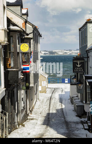 Falmouth Stadt im Schnee Stockfoto