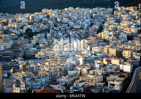 Tolles Panorama der Altstadt von Kavala, Ostmakedonien und Thrakien, Griechenland Stockfoto