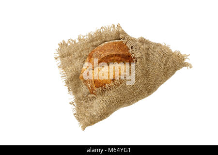 Appetitlich schwarz Roggenbrot, einen Sack. Isoliert Stockfoto
