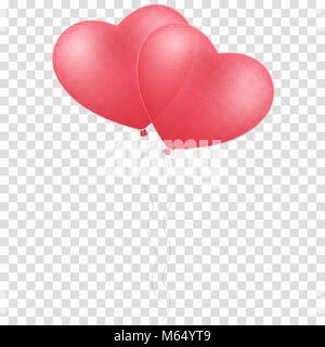 Rosa luftballons herzen auf einem transparenten Hintergrund isoliert. Luftballons für die Hochzeit. Grafisches Element für Ihre Konstruktion. Happy Valentines Tag. Romantisch, r Stock Vektor