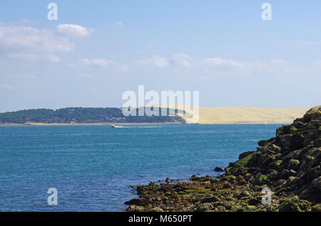 Panoramablick auf das Meer. Große Ansicht auf pyla Düne Pilat. gironde Aquitaine, Frankreich Stockfoto