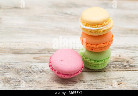 Französische Macarons oder Macarons Vintage Pastell gefärbt Stockfoto