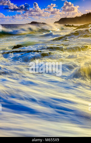 Kauapea Strand und Leuchtturm von Kilauea auf Kauai, Hawaii Stockfoto