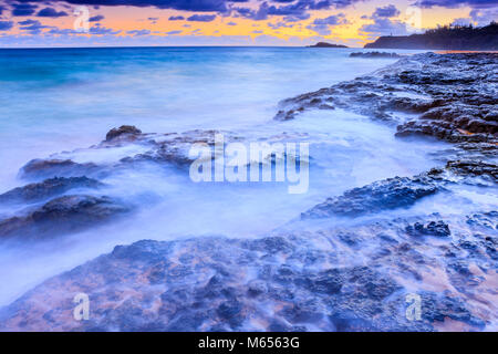 Kauapea Strand und Leuchtturm von Kilauea auf Kauai, Hawaii Stockfoto