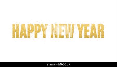 Neues Jahr Text von golden glänzt. Festliche Hintergrund für den Flyer. Golden glänzt. Golden Sand. Vector Illustration Stock Vektor