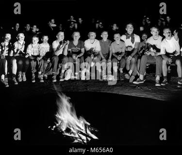 1960s Gruppe vor - jugendlich Jungen sitzen um Nacht Lagerfeuer im Summer Camp - c9412HAR 001 HARS INSPIRATION ENTFERNT TEENAGER SPIRITUALITÄT VERTRAUEN LAGERFEUER NOSTALGIE SAMMELN ZWEISAMKEIT SOMMER 10-12 Jahre 13-15 JAHRE FREIHEIT JUGENDLICHE JUNGE GLÜCK KOPF UND SCHULTERN ABENTEUER ENTSPANNUNG AUFREGUNG FLAMMEN WISSEN FÜHRUNG NIEDRIGEN WINKEL ERHOLUNG 18-19 JAHRE RICHTUNG GELEGENHEIT WACHSTUM JUGENDLICHE VERBINDUNG ZUSAMMENARBEIT CAMPER PHANTASIE der SONGS TEENAGED JUNGEN GRUPPE VON MENSCHEN CAMPS ERLEBEN jugendliche Männer nachts vor - jugendlich PRE-TEEN BOY AUFENTHALT SOMMER CAMP B&W SCHWARZ UND WEISS LAGERFEUER Stockfoto