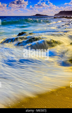 Kauapea Strand und Leuchtturm von Kilauea auf Kauai, Hawaii Stockfoto