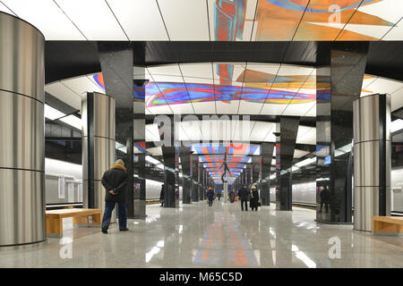 CSKA, Station auf der Straße Bolshaya Koltsevaya Linie der Moskauer Metro. Es eröffnet am 26. Februar 2018 als eine der fünf ersten Stationen auf Neue Zeile Stockfoto