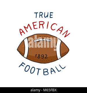 Native American Football. Spiel und Sport. college spielen. Alte orange Kugel. label oder Abzeichen. graviert Hand in alte Skizze gezeichnet. Stock Vektor