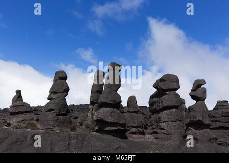 Felsformationen, Kukenan Tepui in der Nähe von Mount Roraima, Canaima National Park. Stockfoto