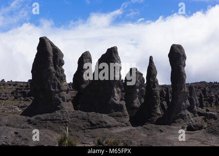 Felsformationen, Kukenan Tepui in der Nähe von Mount Roraima, Canaima National Park. Stockfoto