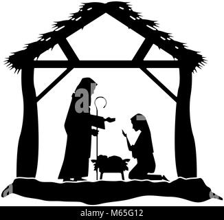 Heilige Familie silhouette Weihnachten Zeichen Stock Vektor
