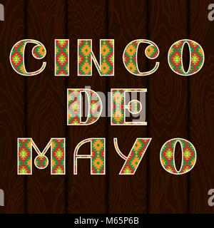 Cinco de Mayo. Schriftzug Phrase in ethnischen Ornament Stock Vektor