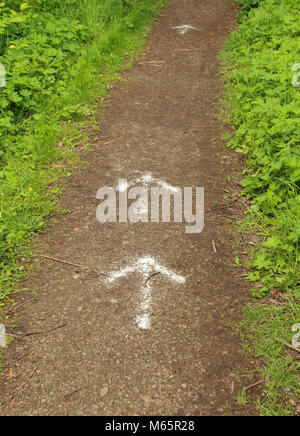 Fußweg durch Pfeile angezeigt, die die Richtung Stockfoto