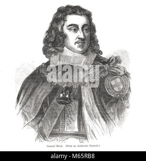 Allgemeine Monck, George Monck, 1st Duke of Albemarle, 1608 - 1670, Englischer Soldat und Politiker, Schlüsselfigur in der Wiederherstellung der Monarchie König Charles II. Stockfoto