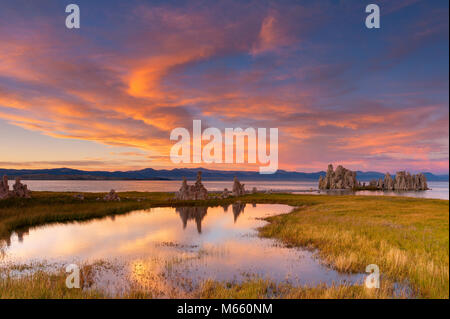 Sonnenuntergang, Tuffstein, Mono Lake, Mono Basin National Forest Scenic Area, Inyo National Forest, Kalifornien Stockfoto