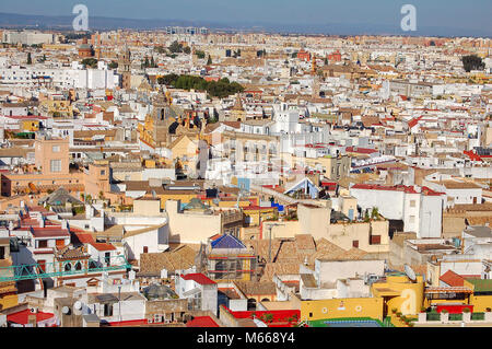 Blick von der Giralda, dem Glockenturm der Kathedrale von Sevilla - Andalusien, Spanien Stockfoto