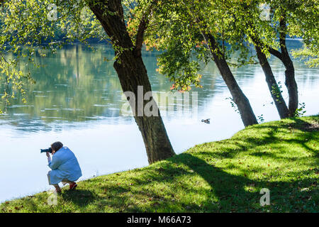 West Virginia, Appalachia Greenbrier County, Alderson, Greenbrier River Water, Fotograf, Besucher reisen Reise touristischer Tourismus Wahrzeichen landma Stockfoto