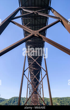 West Virginia, Appalachia Fayette County, Fayetteville, New River Gorge National River, Wasser, Nebenfluss, New River Gorge Bridge, Überführung, Link, Verbindung, se Stockfoto