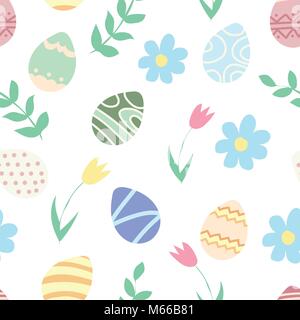 Ostern nahtlose Muster Eier und Blumen. Tapete, Geschenkpapier, Grußkarten Stock Vektor