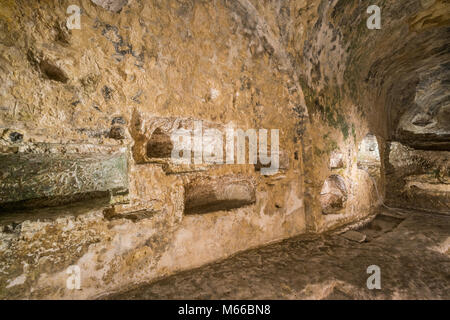 St Paul's Katakomben, Ir-Rabat, Malta, Europa. Stockfoto