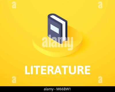 Literatur isometrische Symbol Farbe Hintergrund isoliert Stock Vektor