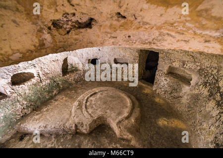 St Paul's Katakomben, Ir-Rabat, Malta, Europa. Stockfoto