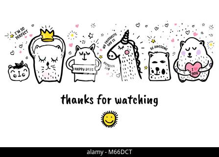 Vector Illustration. Vielen Dank für Ihre Aufmerksamkeit banner Video Blog Artikel Stock Vektor