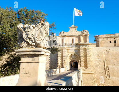 Mdina city Gates. Alte Festung. Malta Stockfoto