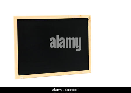 Kleine schwarze Kreide Bord isoliert auf weißem Stockfoto
