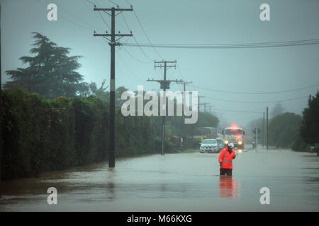 Bild von Tim Manschette vom 20. Februar 2018 - Cyclone Gita hits Riwaka hart, Nelson Tasman, Neuseeland Stockfoto