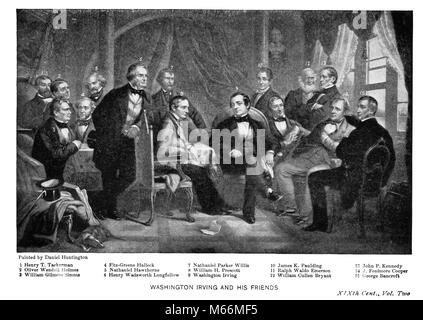 1800 Washington Irving UND SEINE FREUNDE SCHRIFTSTELLER SCHRIFTSTELLER EINSCHLIESSLICH HAWTHORNE LONGFELLOW EMERSON COOPER RASTERUNGS-kh 13301 CPC 001 HARS EINSCHLIESSLICH IRVING James Fenimore Cooper LITERATEN LONGFELLOW NATHANIEL HAWTHORNE ROMANCIER BERUFE ALTMODISCHE OLIVER WENDELL HOLMES PERSONEN Ralph Waldo Emerson SUNNYSIDE William Cullen Bryant Stockfoto