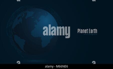 Abstrakte Planet Erde auf einem dunkelblauen Hintergrund. Weltkarte. Sci Fi-Technologie. Die weltbevölkerung. Globales Netzwerk. Vector Illustration Stock Vektor