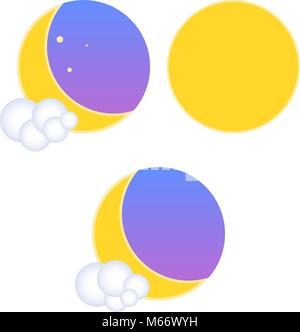 Satz von Wetter klimatische Symbole in 3d und Stile. Nacht und tagsüber Wetterbedingungen. Eine Wolke von 3d-Kugeln. Monat und einem Sternenhimmel. Symbole für die Stock Vektor
