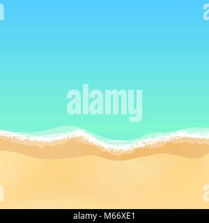 Blick von oben auf ein Cartoon Meer Strand. Hellen Sandstrand. Meer Gezeiten, Wellen des Meeres. Für ihr Projekt. Vector Illustration Stock Vektor