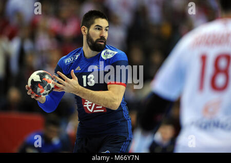 CRACOV, Polen - Januar 19, 2016: Männer EHF European Handball Federation EURO 2016 Tauron Arena Krakau Polen Frankreich o/p: Nikola Karabatic Stockfoto