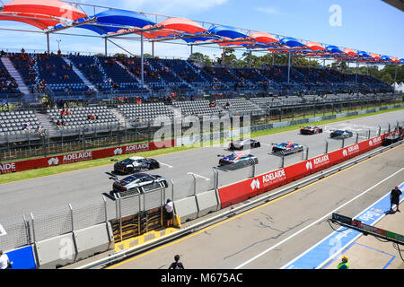 Adelaide Australien 1. März 2018. Audi R8 LMS Cup Rennwagen Praxis am Tag 1 der Adelaide 500 motorsport Rennen Credit: Amer ghazzal/Alamy leben Nachrichten Stockfoto