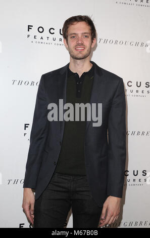 WEST Hollywood, CA - 28. Februar: Cory Finley, bei der Premiere von Focus Features'' Thoroughbreds" im Sunset Marquis Hotel in West Hollywood, Kalifornien, am 28. Februar 2018. Credit: Faye Sadou/MediaPunch Stockfoto