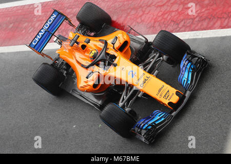 Barcelona, Spanien. 1. März, 2018. Stoffel Vandoorne McLaren Montmelo Formel 1-Meisterschaft 2018 Foto Federico Basile/Insidefoto Credit: insidefoto Srl/Alamy leben Nachrichten Stockfoto