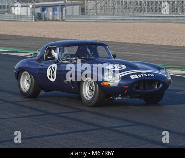 Lukas Halusa, Jaguar E-Type, VSCC, Pomeroy Trophäe, Silverstone, 24. Februar 2018, 2018, Autos, Chris McEvoy, Cjm - Fotografie, Wettbewerb, Februar, Stockfoto